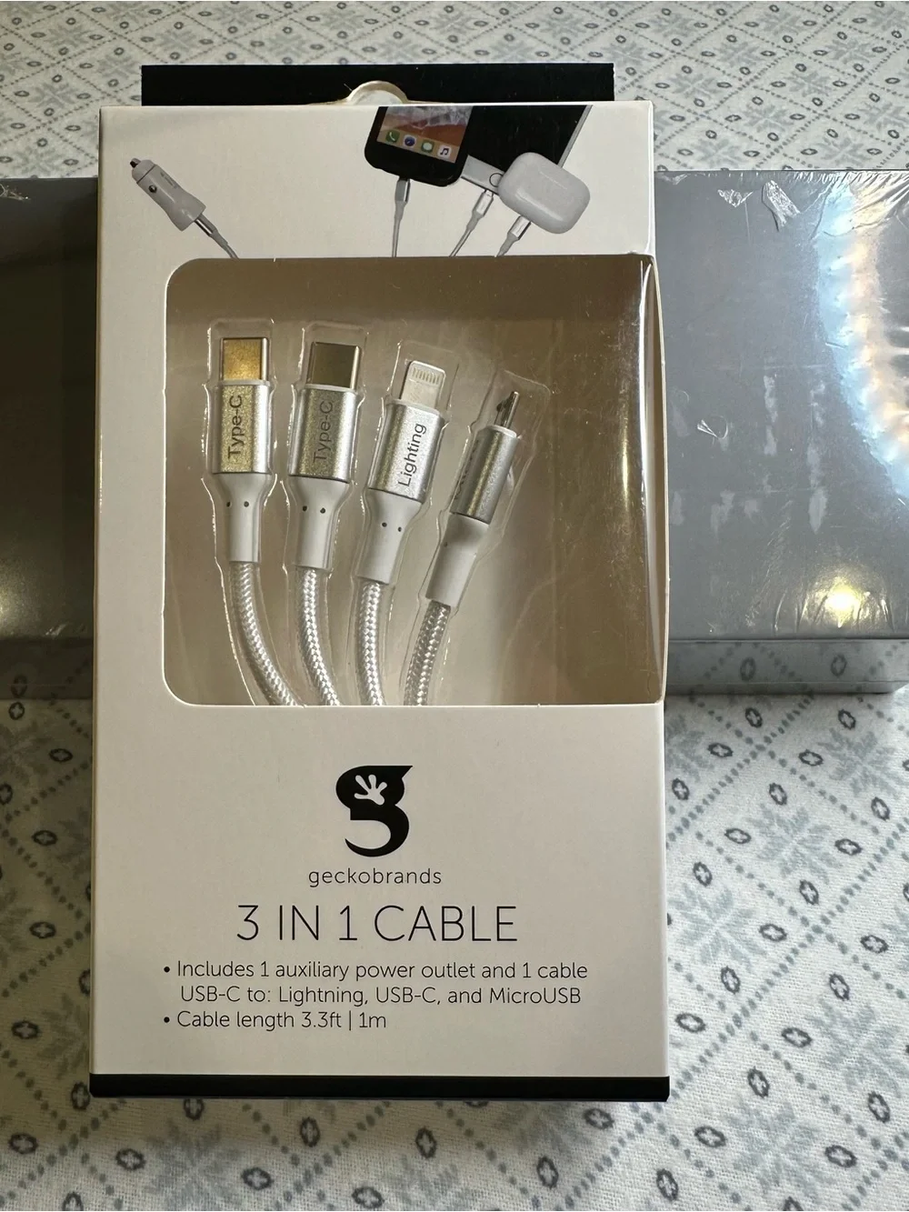 Target Geckobrands 3-in-1 Charging Cable - White and Silver